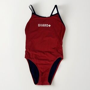 Sporti Guard One Piece Reversible‎ Swimsuit Womens Red Blue Logo Beach Swimwear